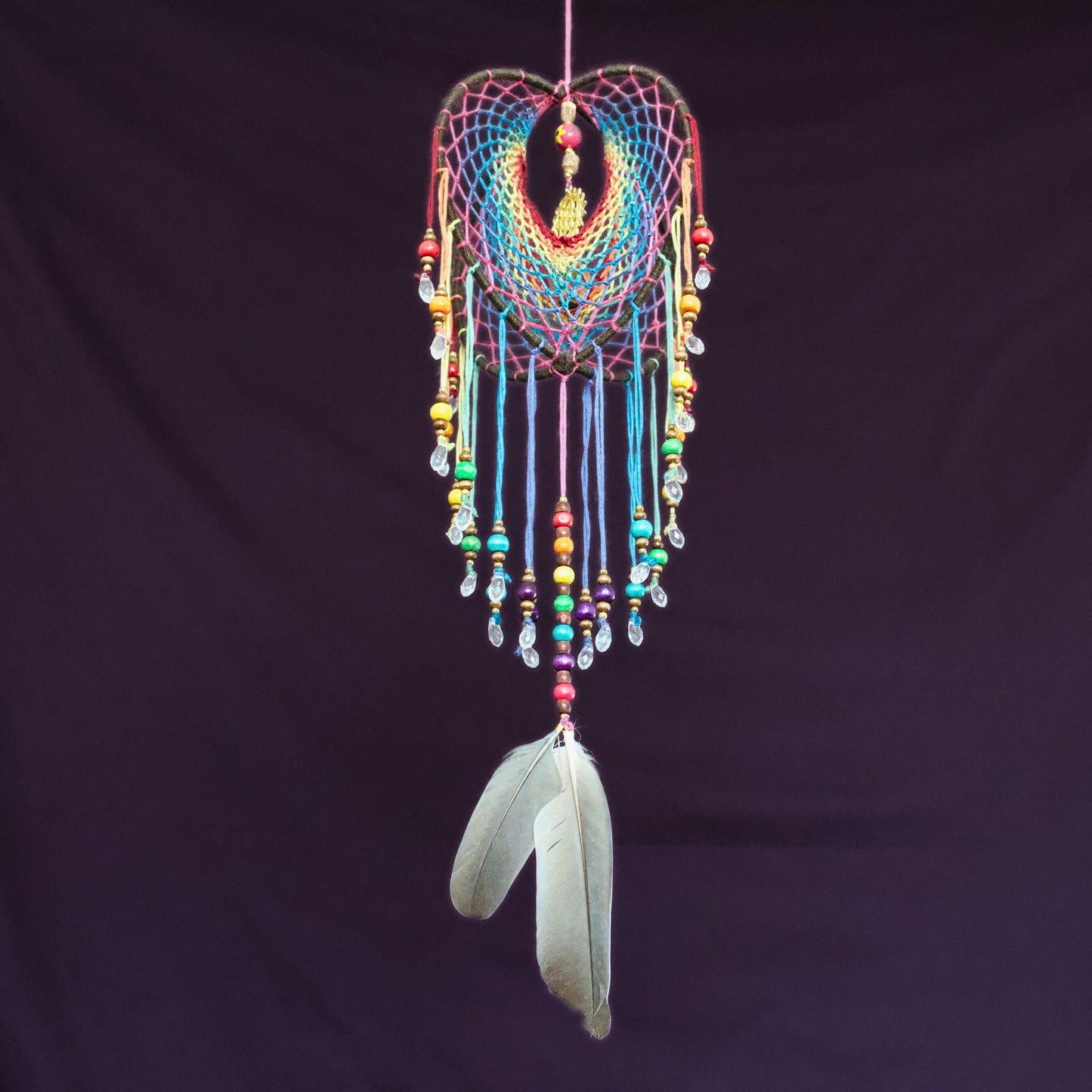 6" Tigers Eye Earthy Rainbow 3D Dreamcatcher Mobile / Crystal Seed of Life Double Dream Catcher