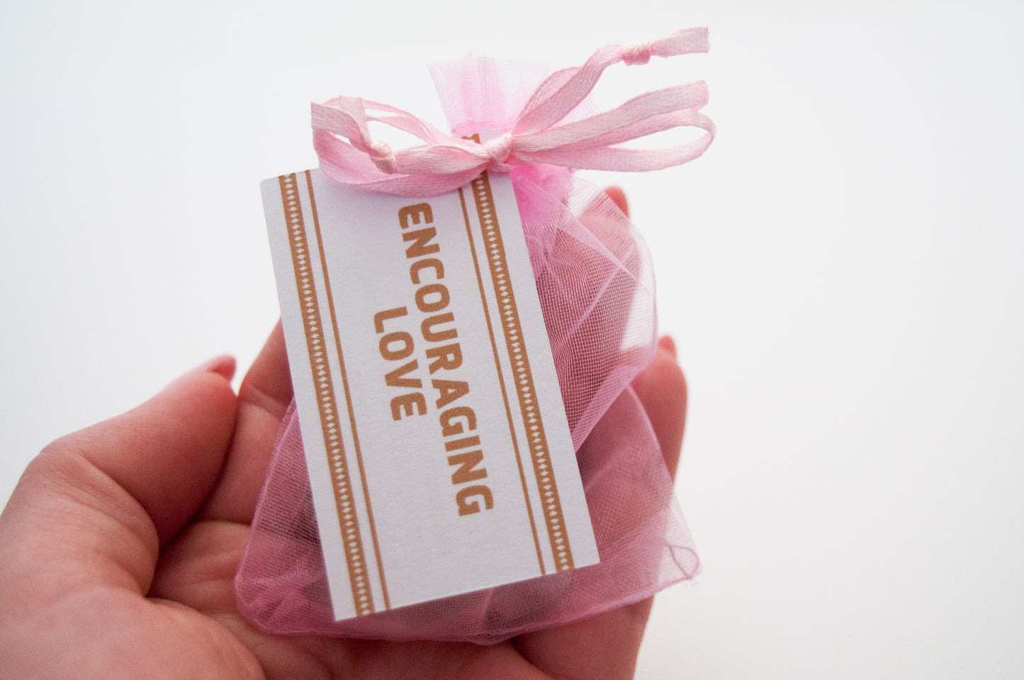 Encouraging Love Crystal Set / Meditation Gemstones in Organza Gift Bag with Tag