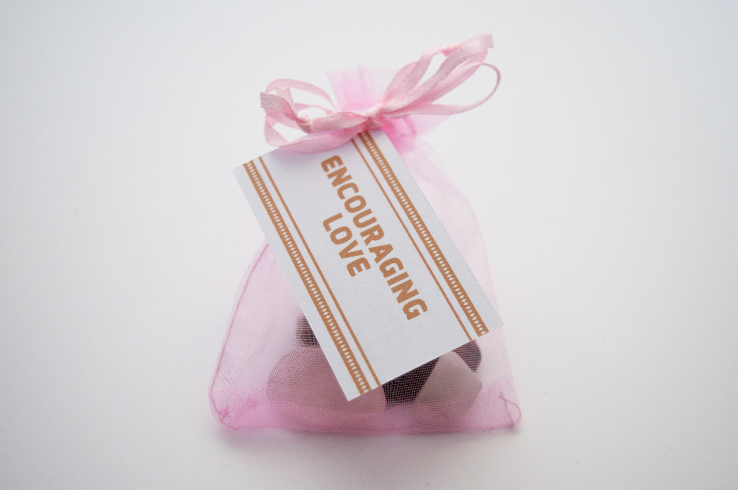 Encouraging Love Crystal Set / Meditation Gemstones in Organza Gift Bag with Tag