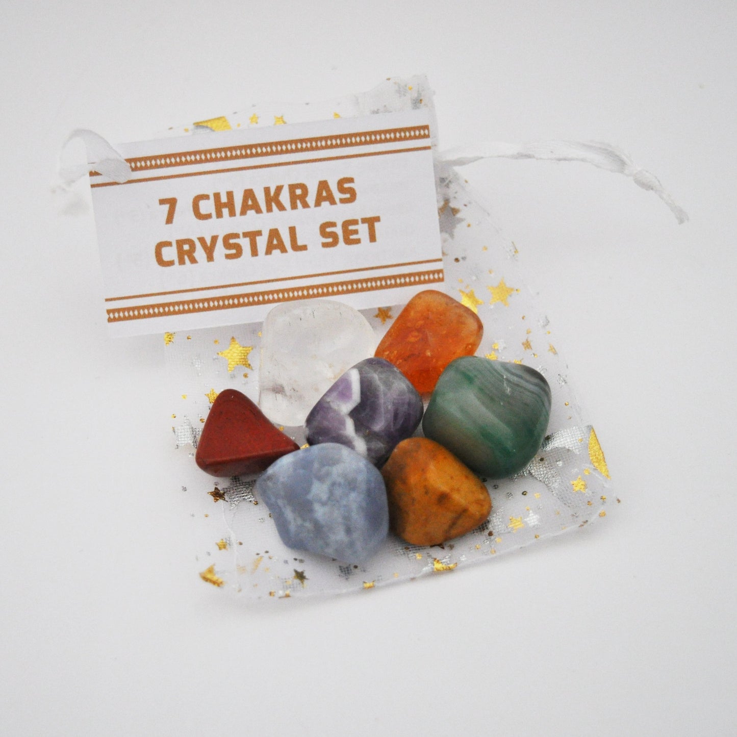 7 Chakra Crystal Set / Meditation Gemstones in Organza Gift Bag with Tag