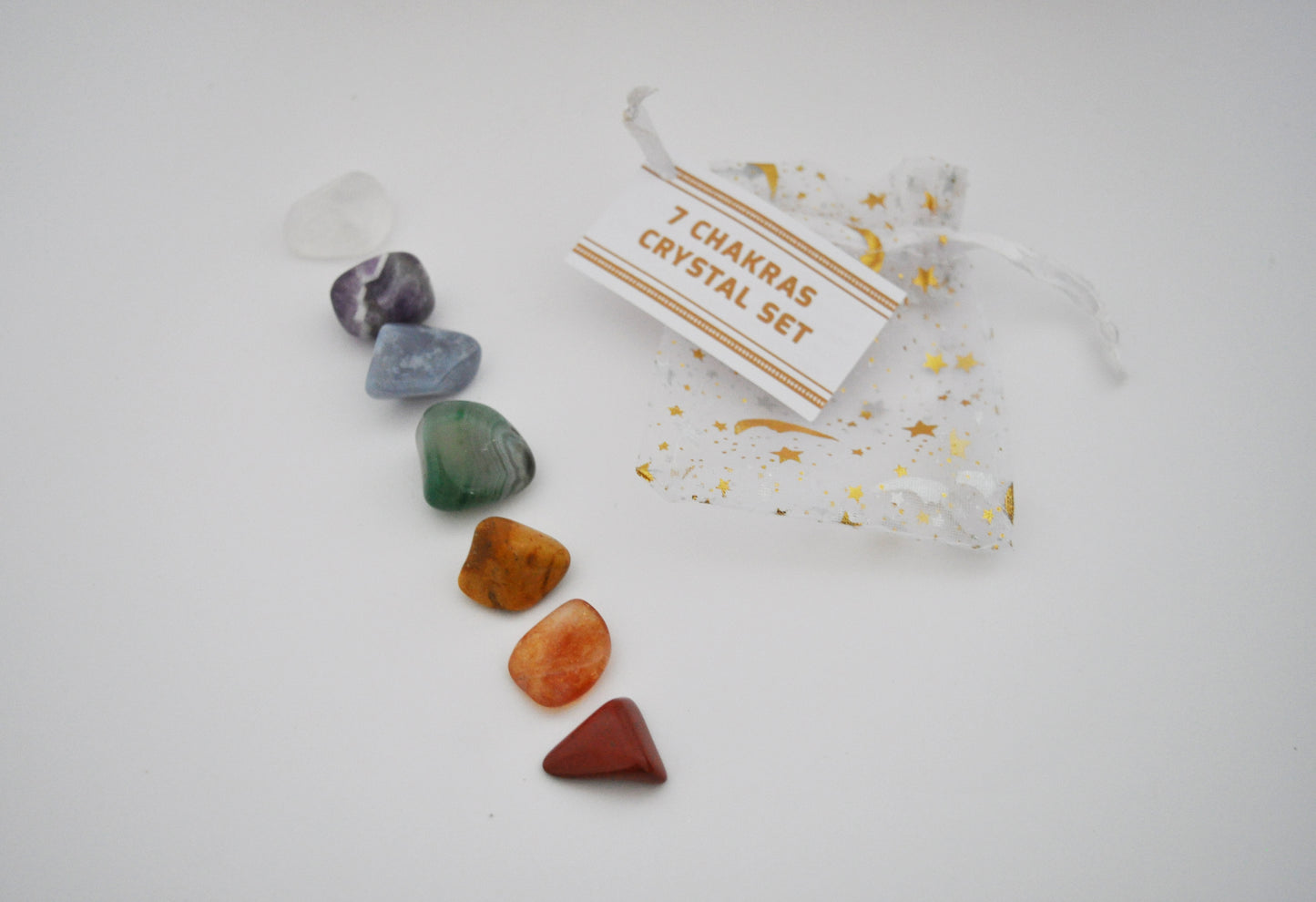 7 Chakra Crystal Set / Meditation Gemstones in Organza Gift Bag with Tag
