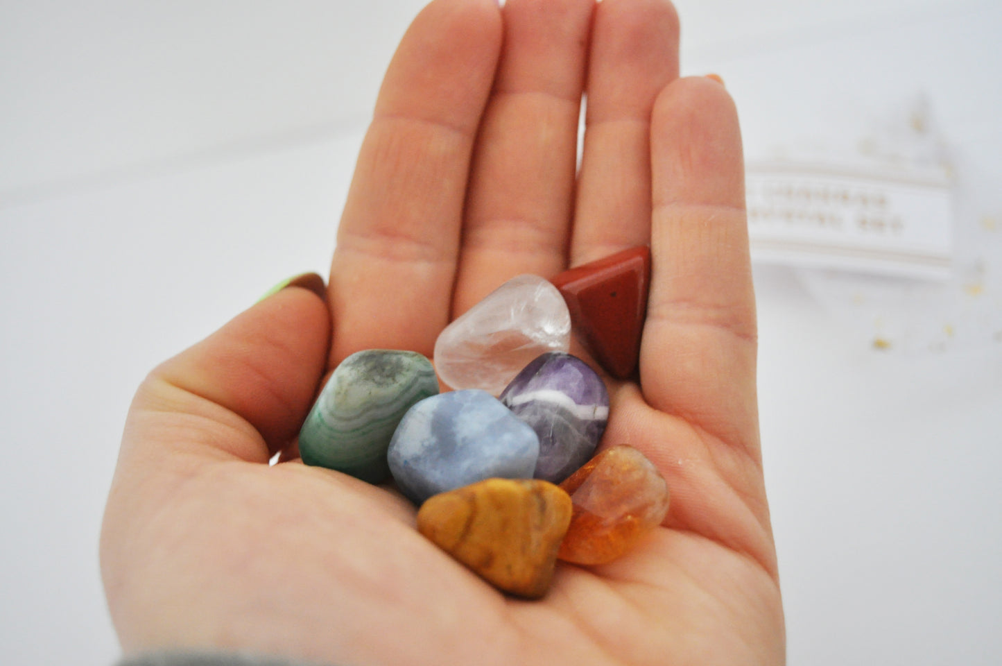 7 Chakra Crystal Set / Meditation Gemstones in Organza Gift Bag with Tag
