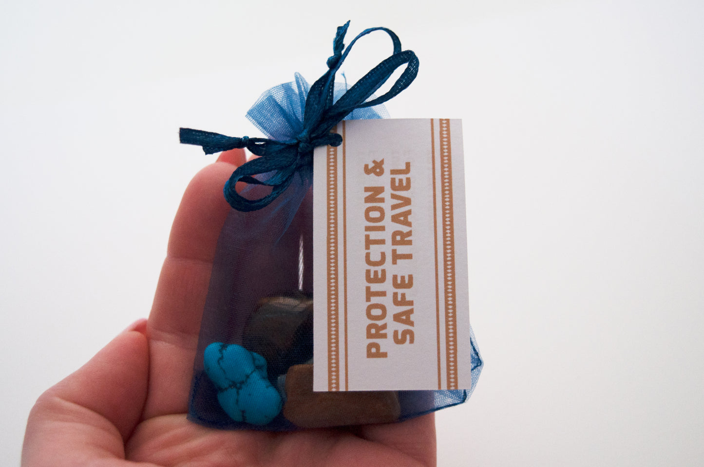 Protection & Safe Travel Crystal Set / Meditation Gemstone Set in Gift Bag with Tag / Calming Nerves, Anxiety, Stress