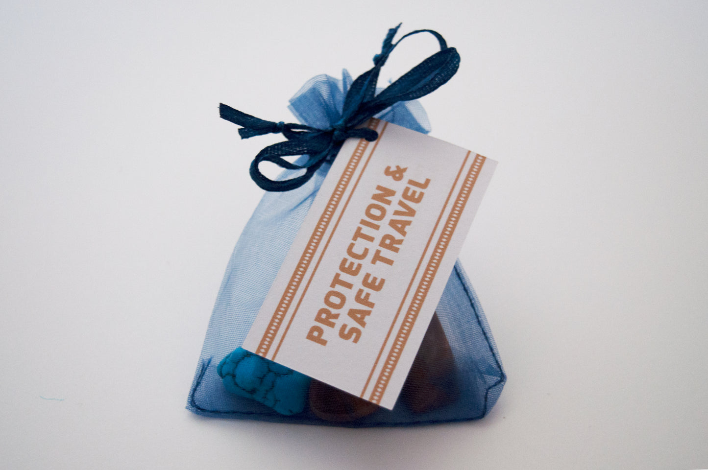Protection & Safe Travel Crystal Set / Meditation Gemstone Set in Gift Bag with Tag / Calming Nerves, Anxiety, Stress