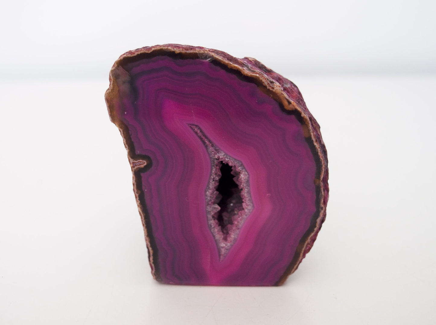 Bright Pink Agate Half Geode, 0.7kg