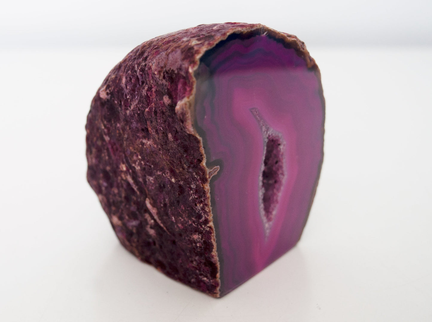 Bright Pink Agate Half Geode, 0.7kg