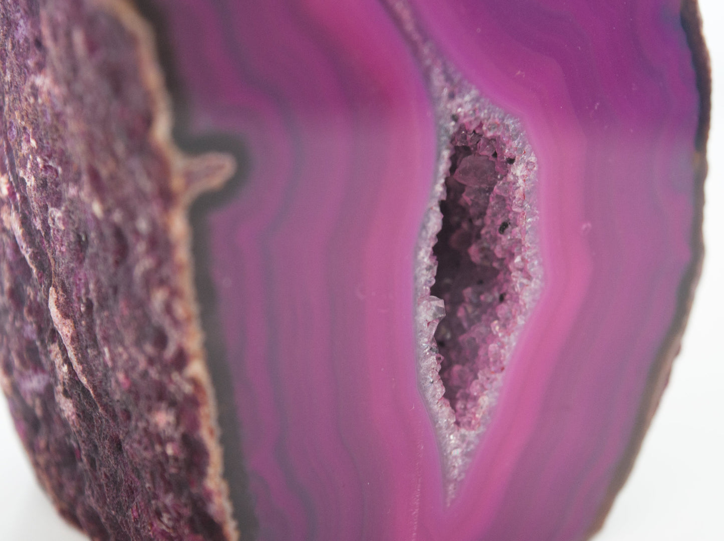 Bright Pink Agate Half Geode, 0.7kg