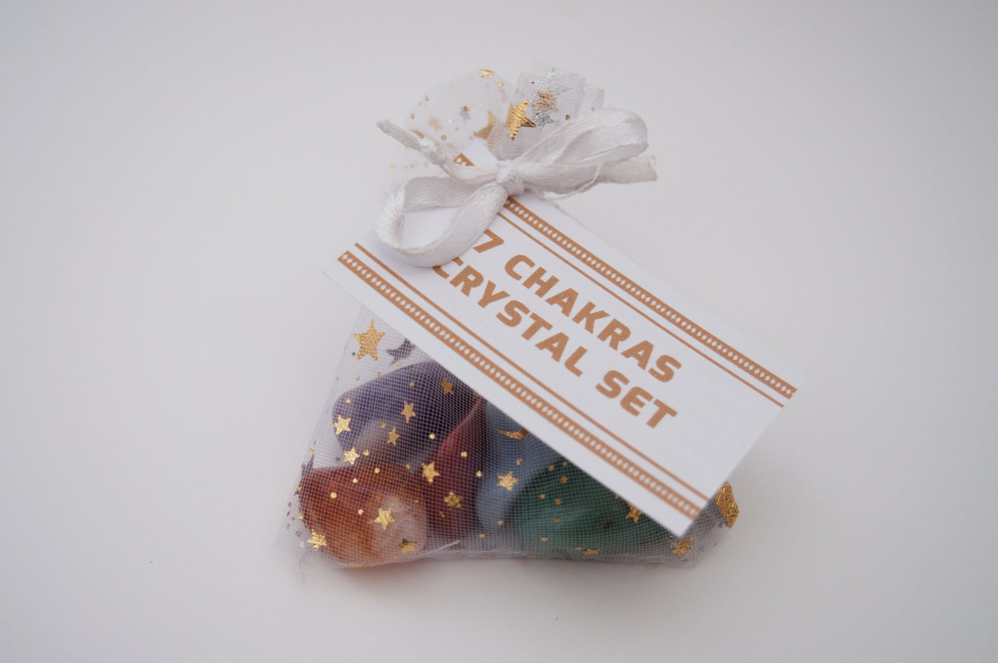 7 Chakra Crystal Set / Meditation Gemstones in Organza Gift Bag with Tag