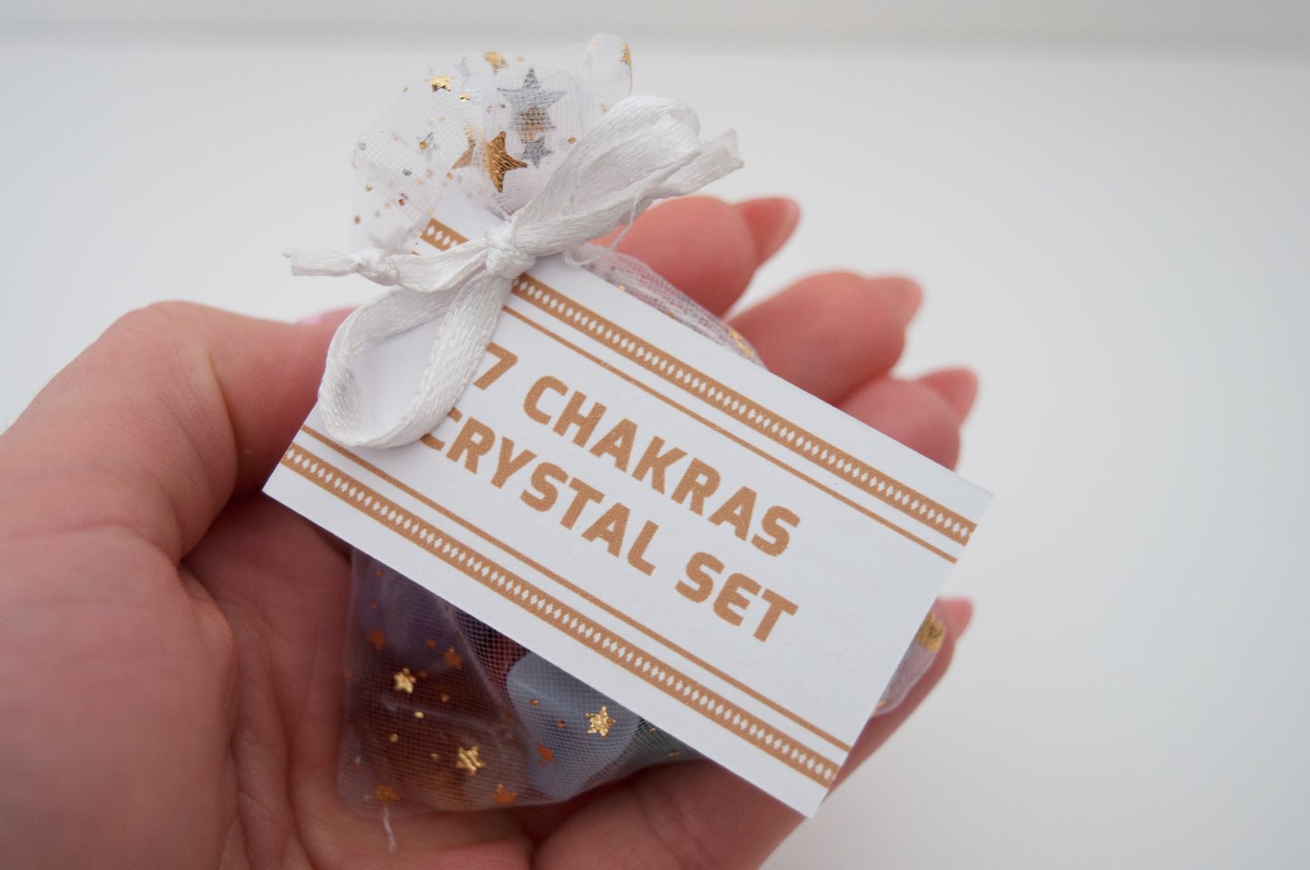 7 Chakra Crystal Set / Meditation Gemstones in Organza Gift Bag with Tag