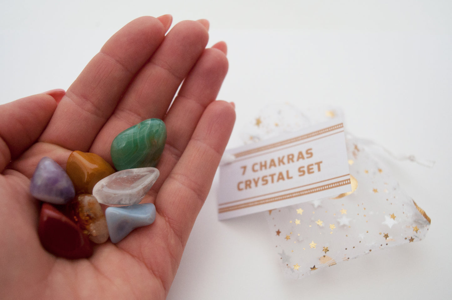 7 Chakra Crystal Set / Meditation Gemstones in Organza Gift Bag with Tag