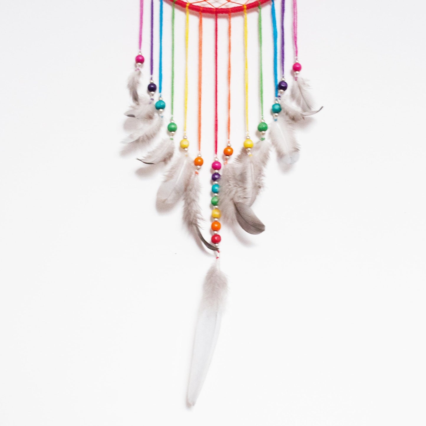6" Rainbow Dreamcatcher with Silver Om Centre