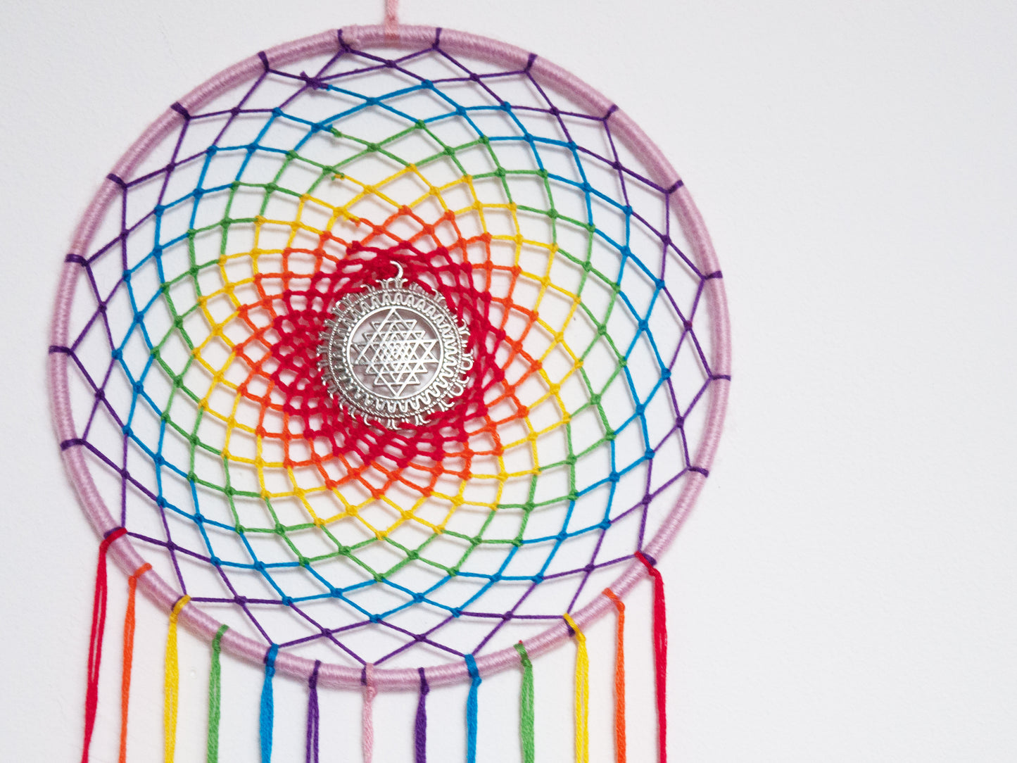 6" Rainbow Sri Yantra Dreamcatcher