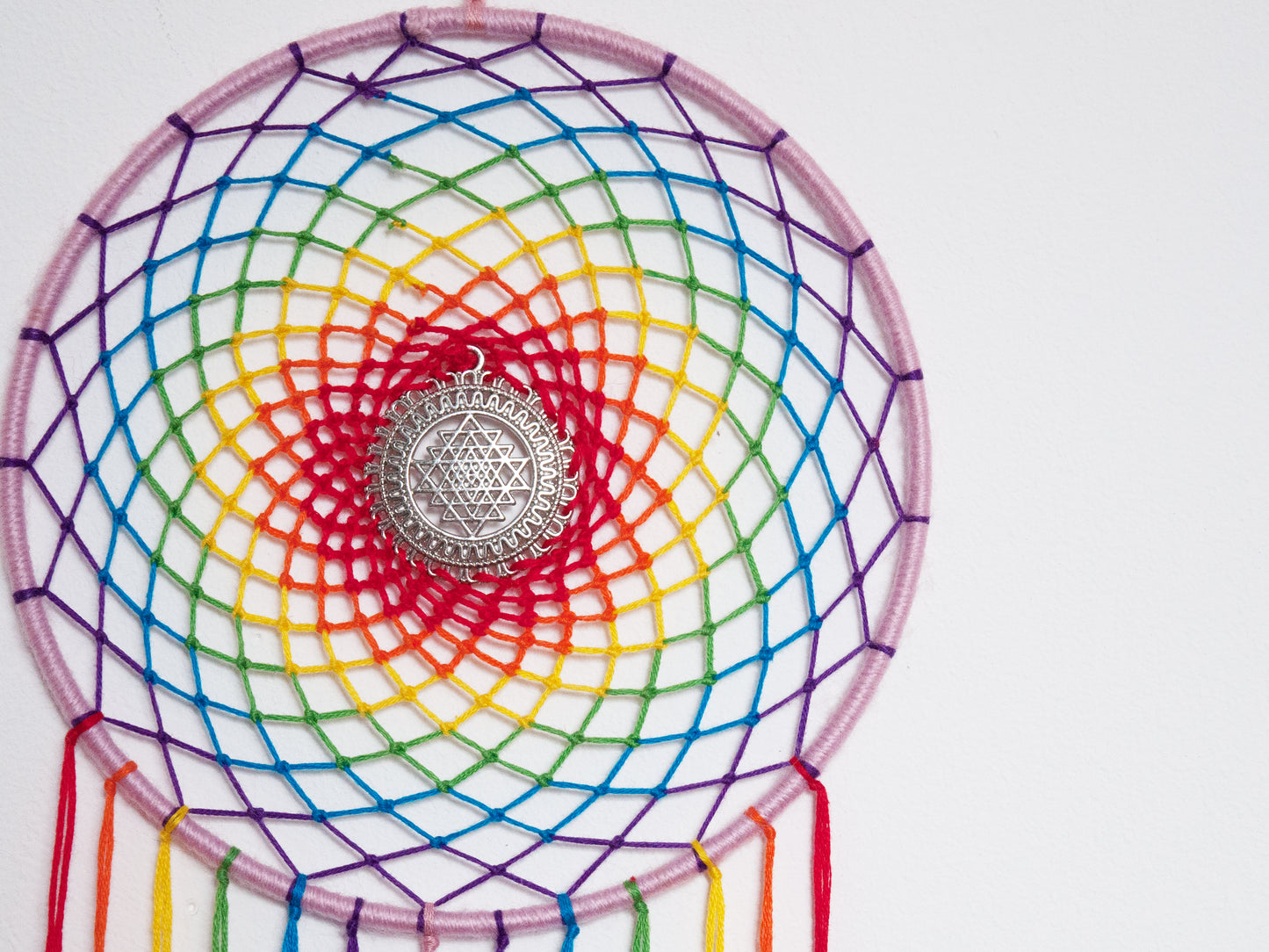 6" Rainbow Sri Yantra Dreamcatcher