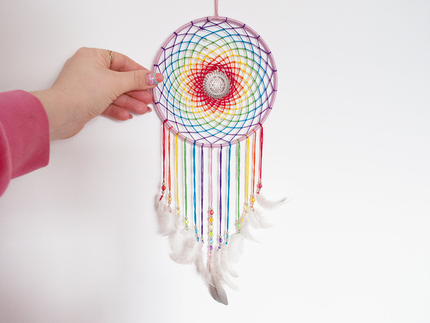 6" Rainbow Sri Yantra Dreamcatcher