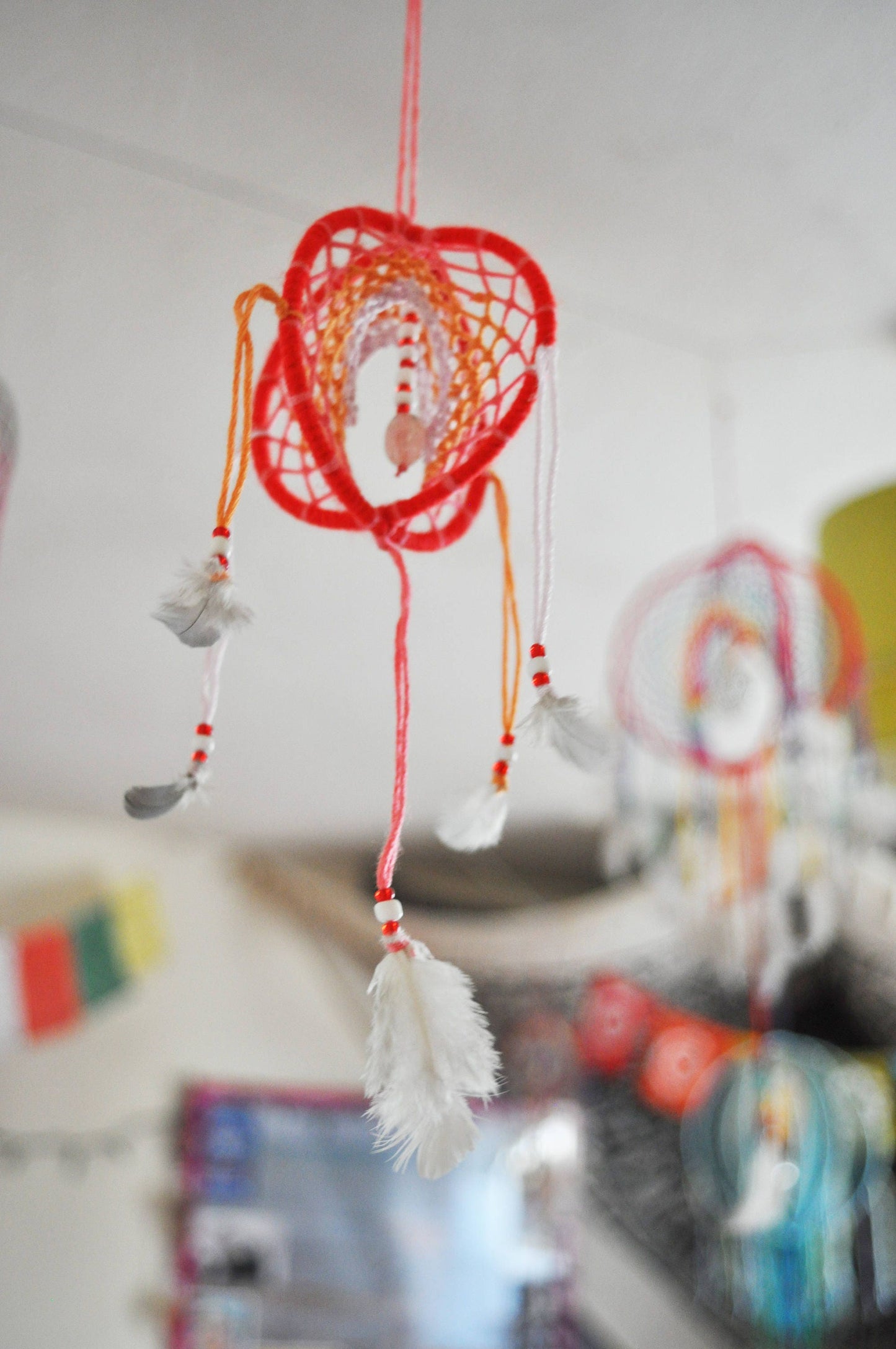 Mini 3D Dream Catcher / Rose Quartz Dreamcatcher