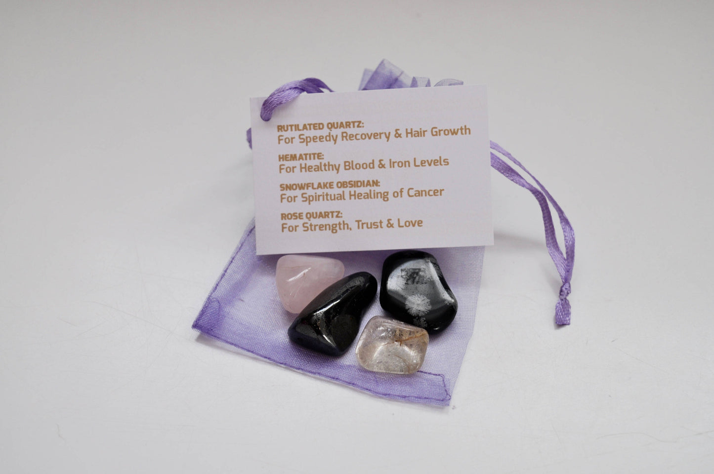 Personalised Crystal Set / Custom Meditation Gemstone Set in Gift Bag with Name Tag & Descriptions