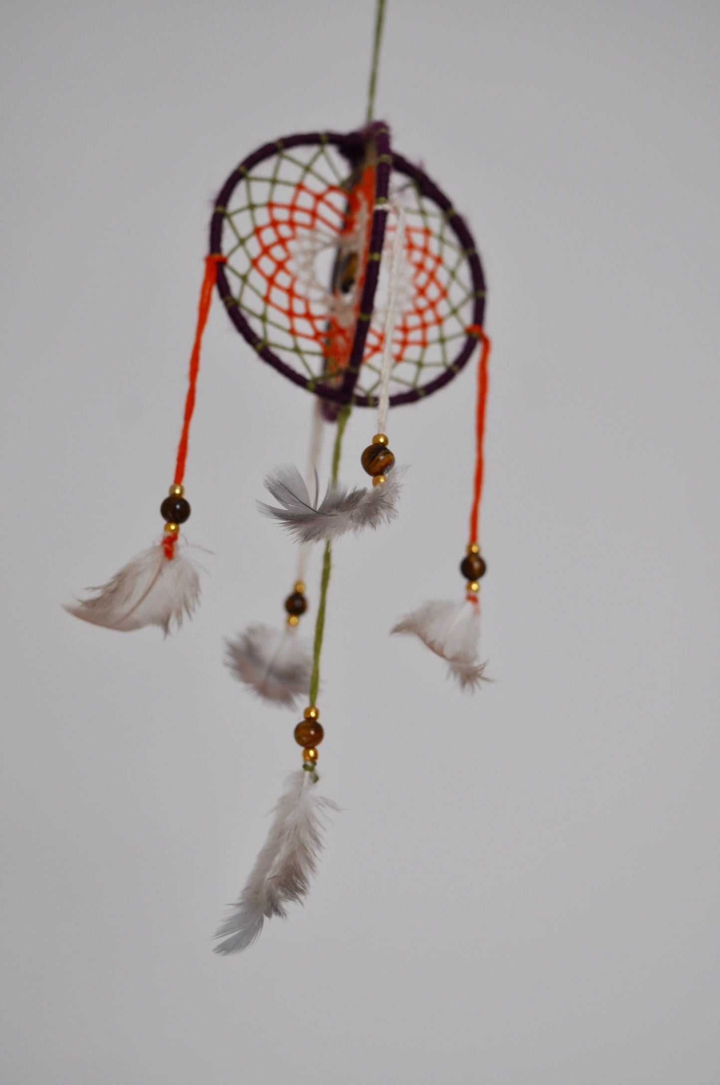 Mini 3D Dream Catcher / Small Tiger's Eye Crystal Mobile