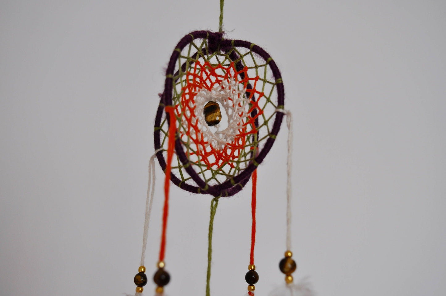 Mini 3D Dream Catcher / Small Tiger's Eye Crystal Mobile