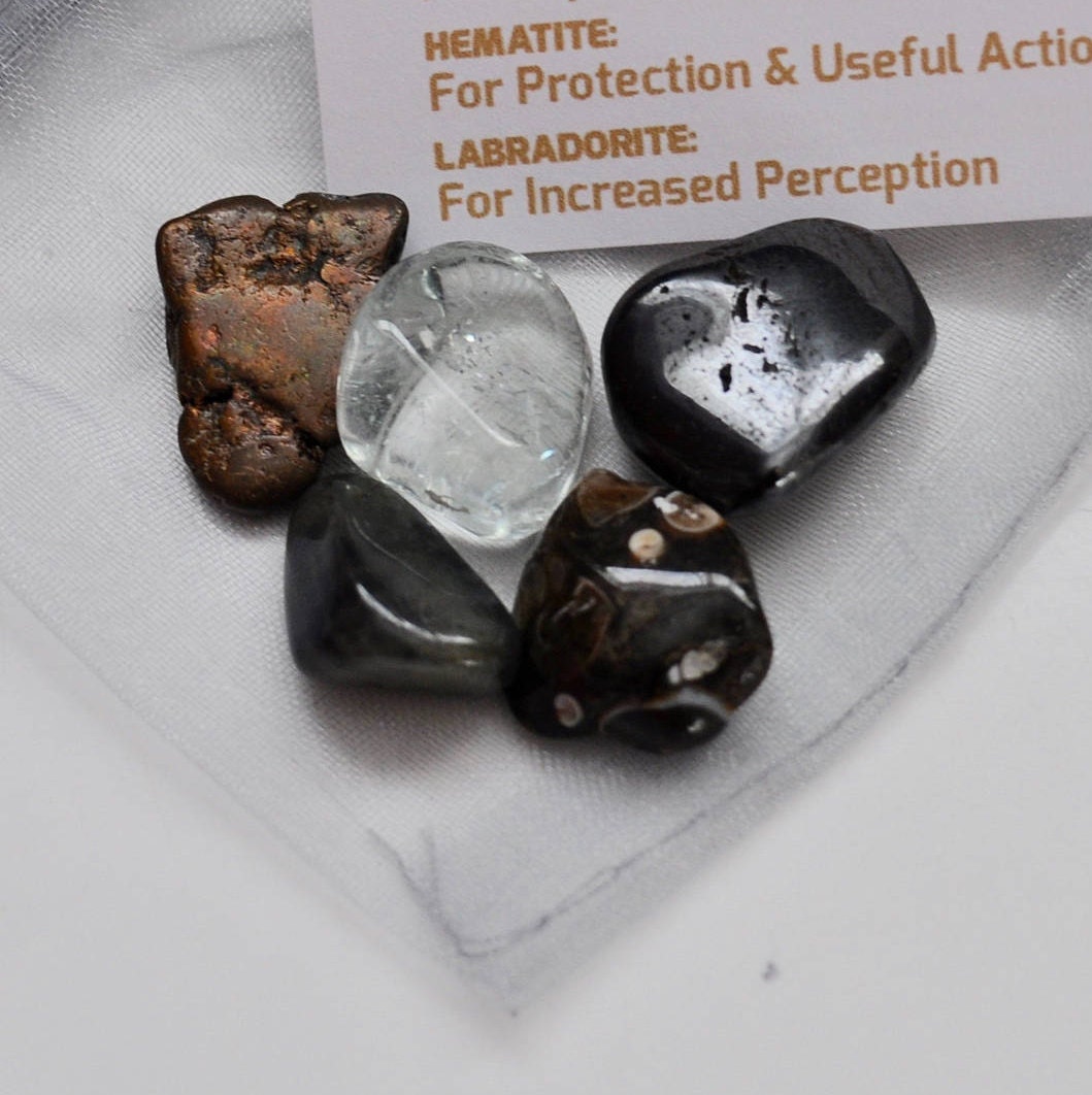 New Beginnings Crystal Set / Meditation Gemstone Set in Gift Bag with Tag / Moving House, New Job, Graduation, New Parents
