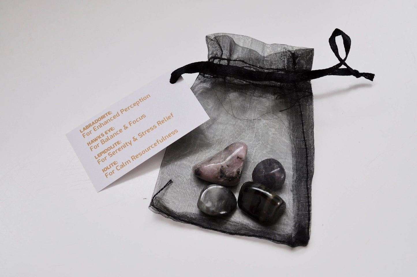 Study & Focus Crystal Set / Meditation Gemstone Set in Gift Bag with Tag