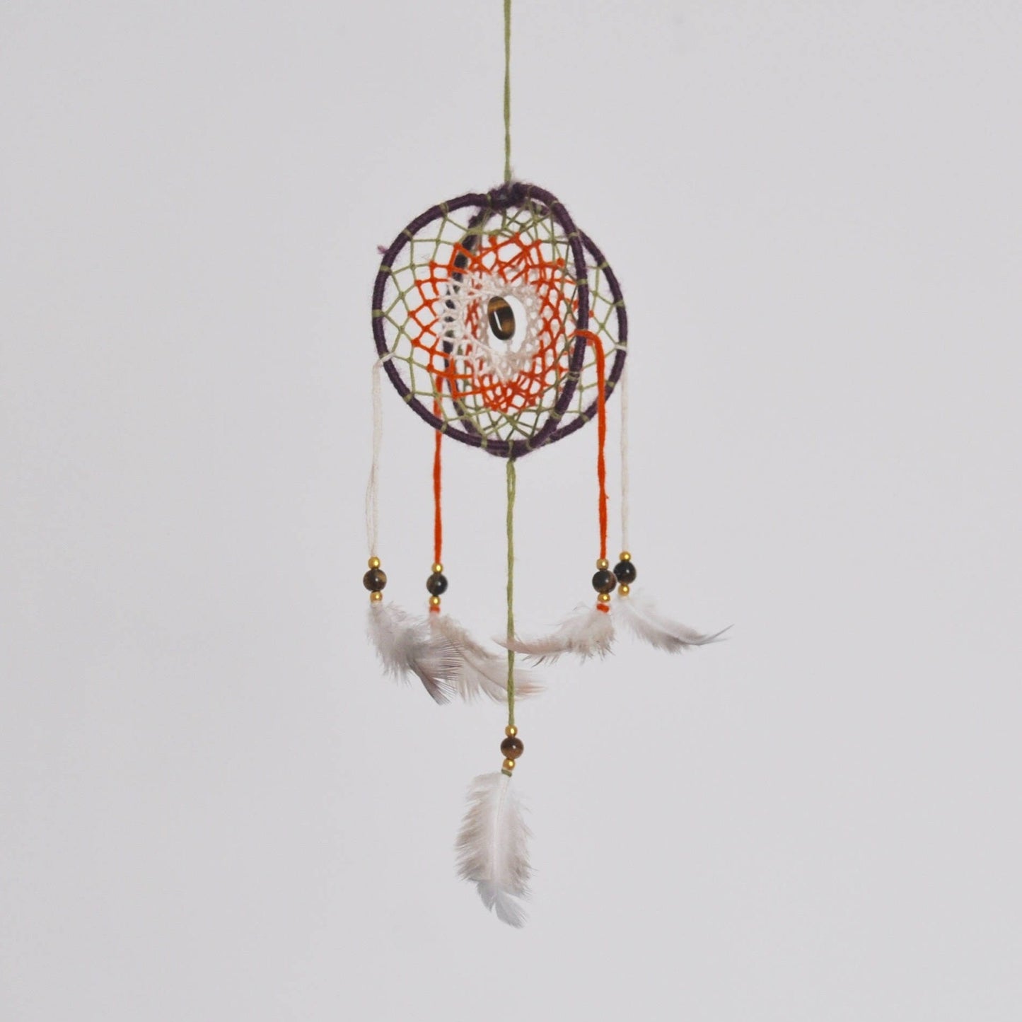 Mini 3D Dream Catcher / Small Tiger's Eye Crystal Mobile
