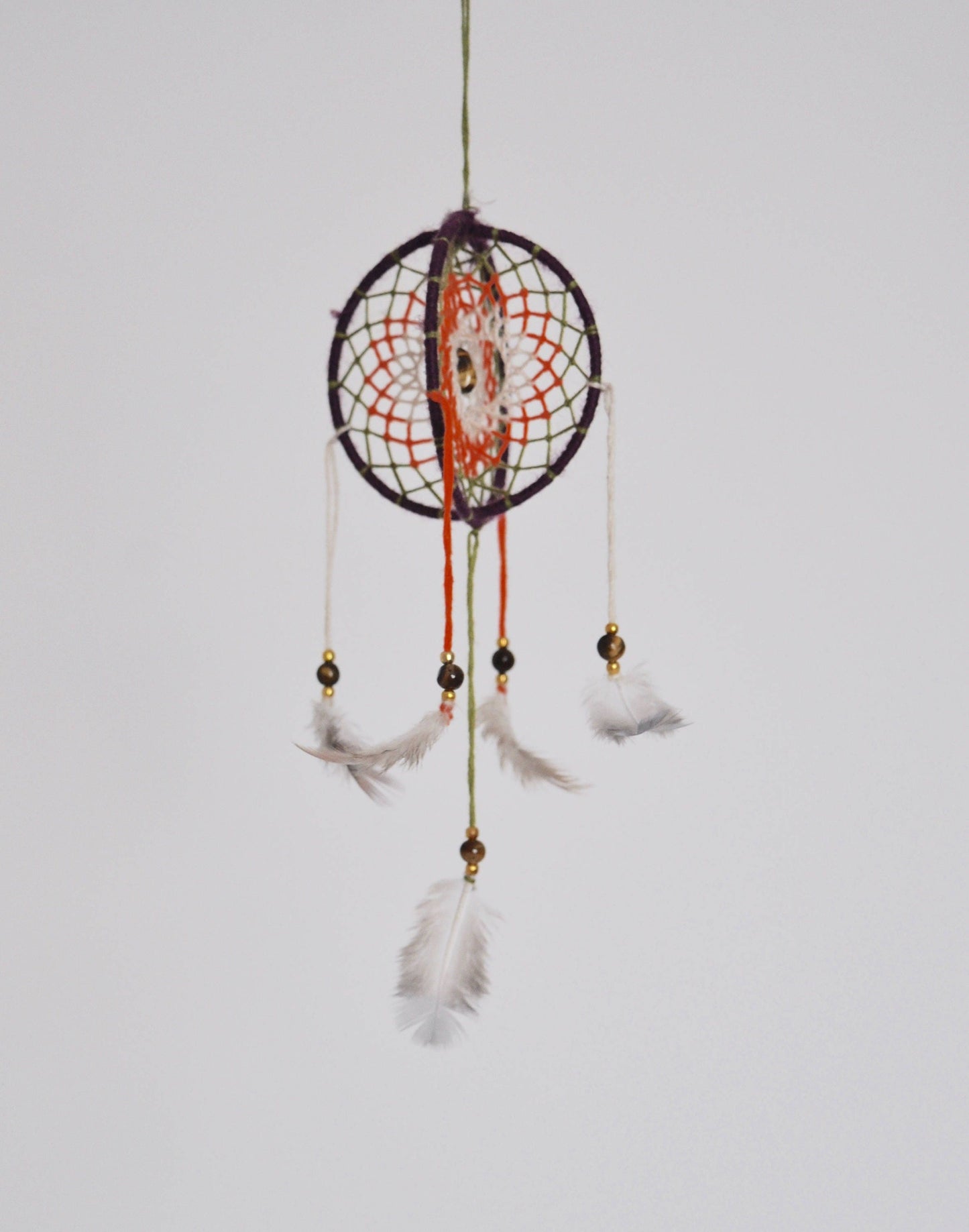 Mini 3D Dream Catcher / Small Tiger's Eye Crystal Mobile