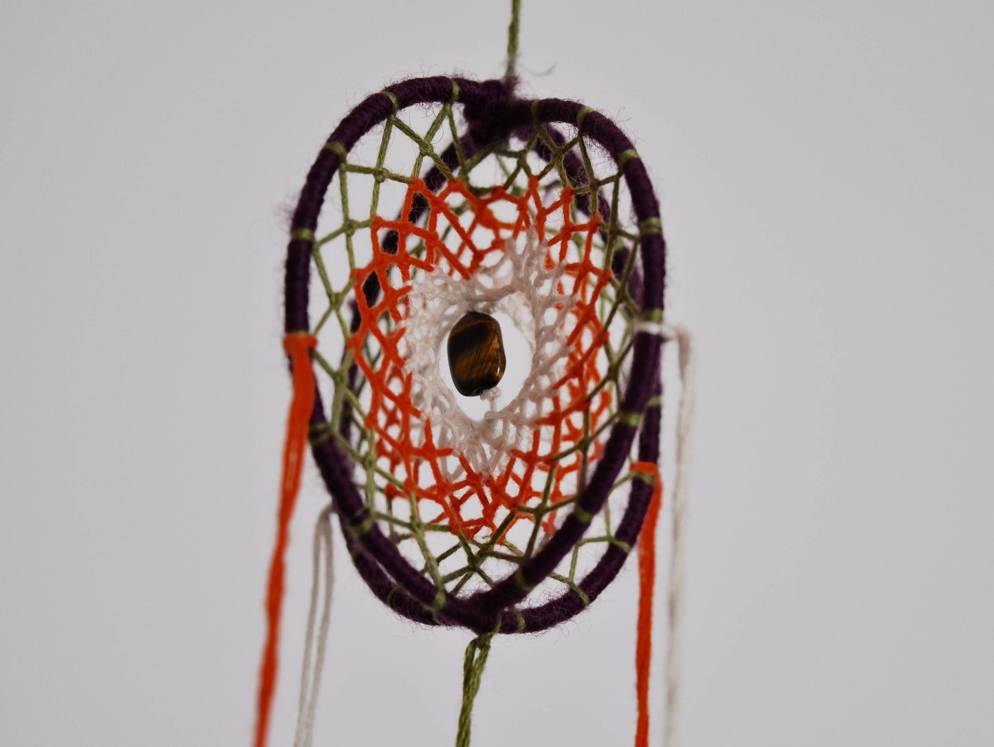 Mini 3D Dream Catcher / Small Tiger's Eye Crystal Mobile