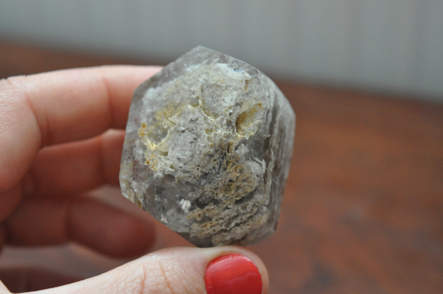 Natural Lodolite Chlorite Quartz Crystal Point, 52 grams