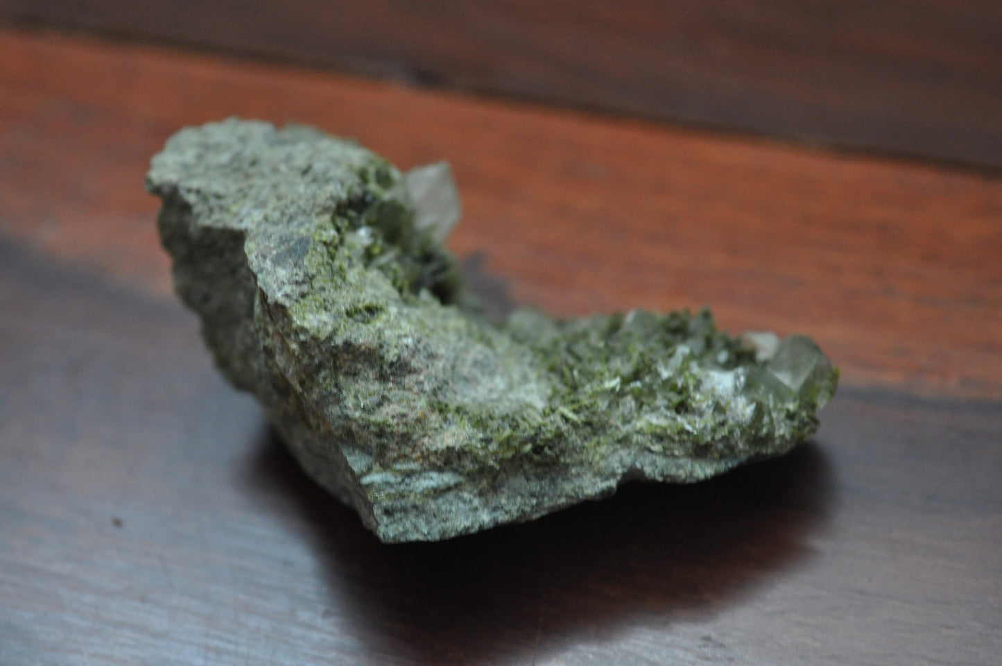 Raw Epidote in Quartz Crystal Cluster, 68.5 grams