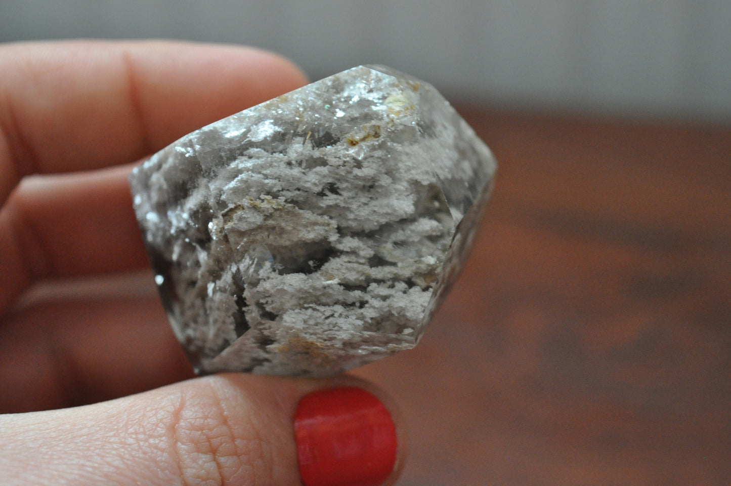 Natural Lodolite Chlorite Quartz Crystal Point, 52 grams