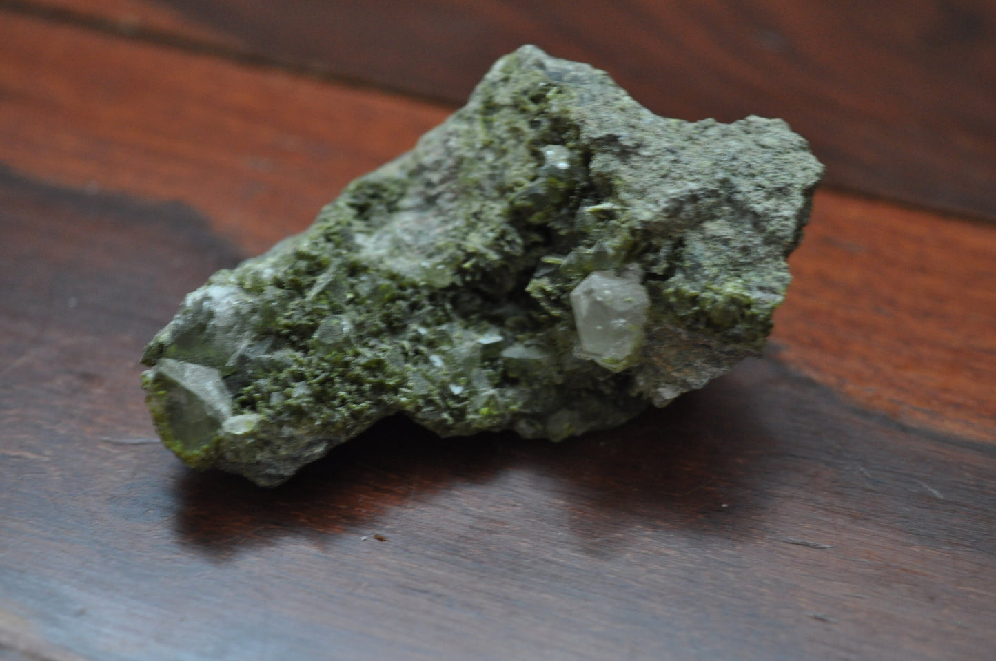 Raw Epidote in Quartz Crystal Cluster, 68.5 grams