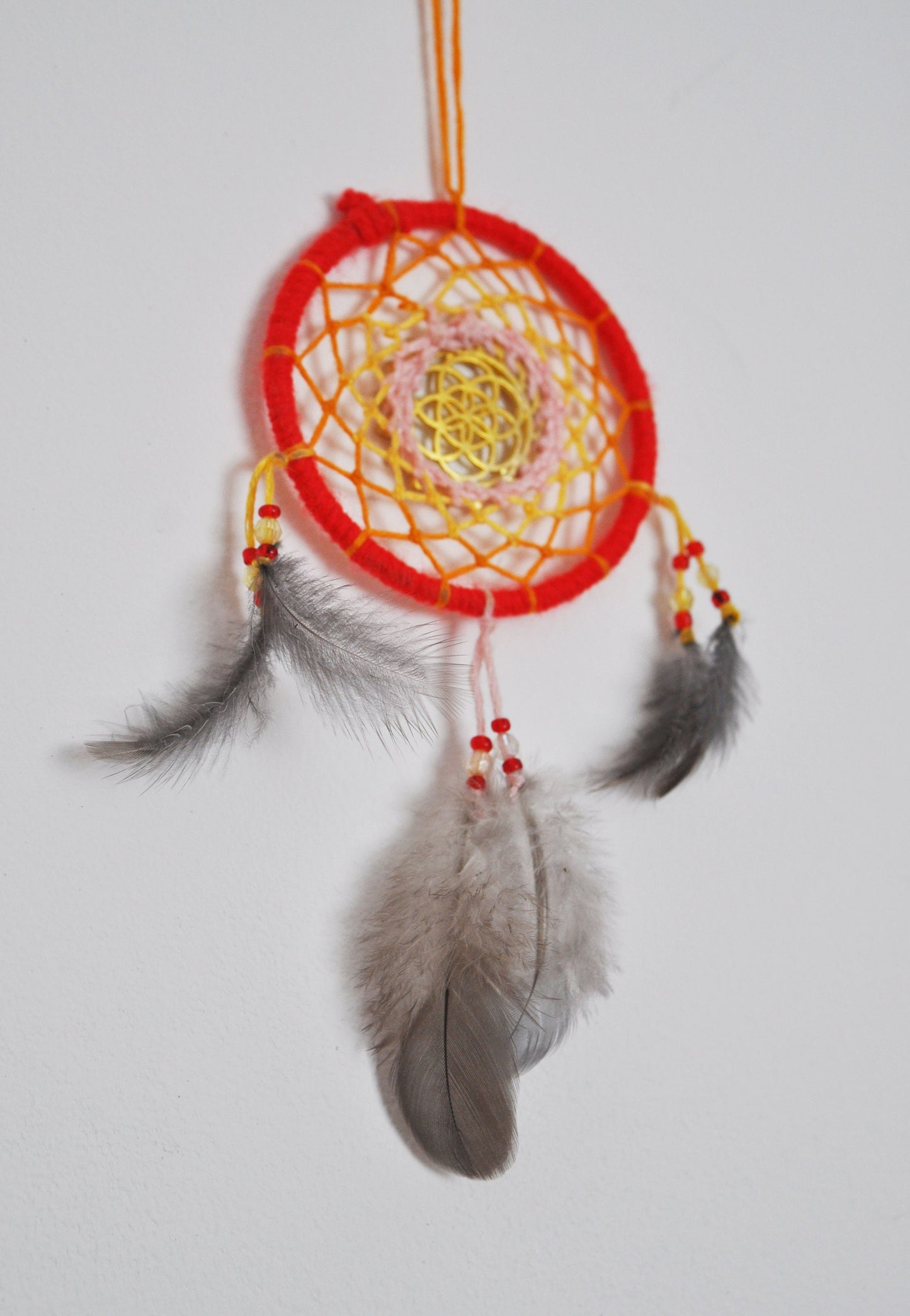 Mini Gold Seed of Life Dreamcatcher / Small Red Dreamcatcher