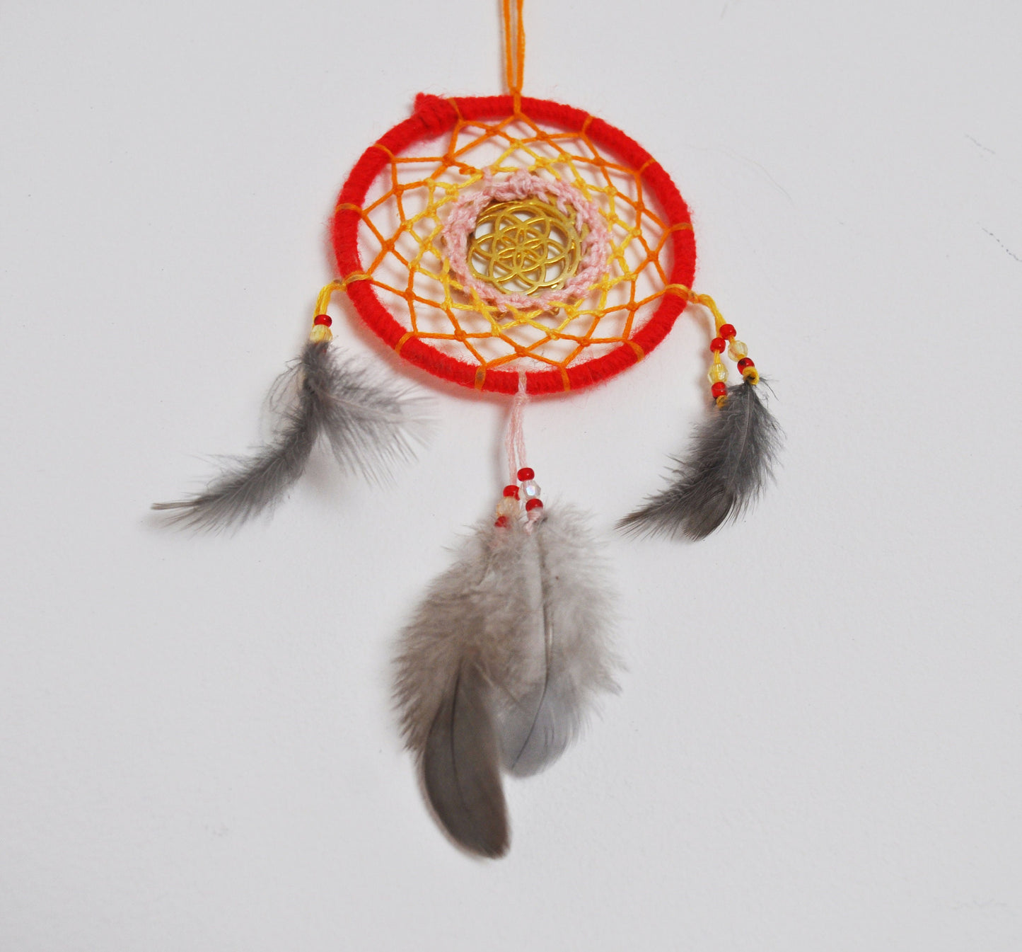 Mini Gold Seed of Life Dreamcatcher / Small Red Dreamcatcher