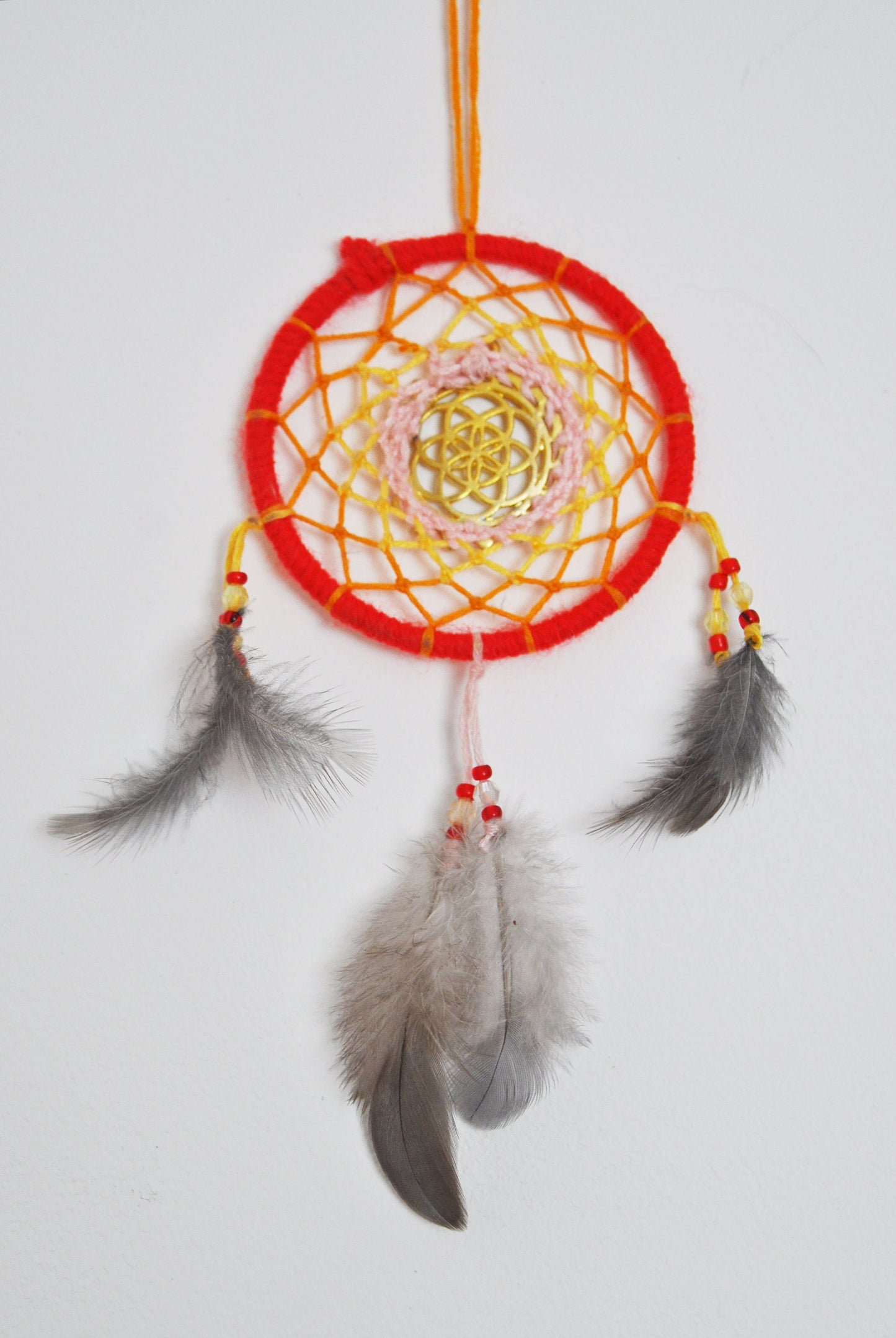 Mini Gold Seed of Life Dreamcatcher / Small Red Dreamcatcher