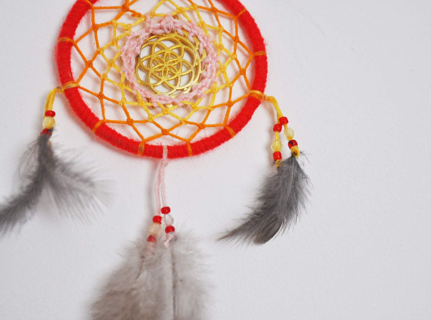 Mini Gold Seed of Life Dreamcatcher / Small Red Dreamcatcher