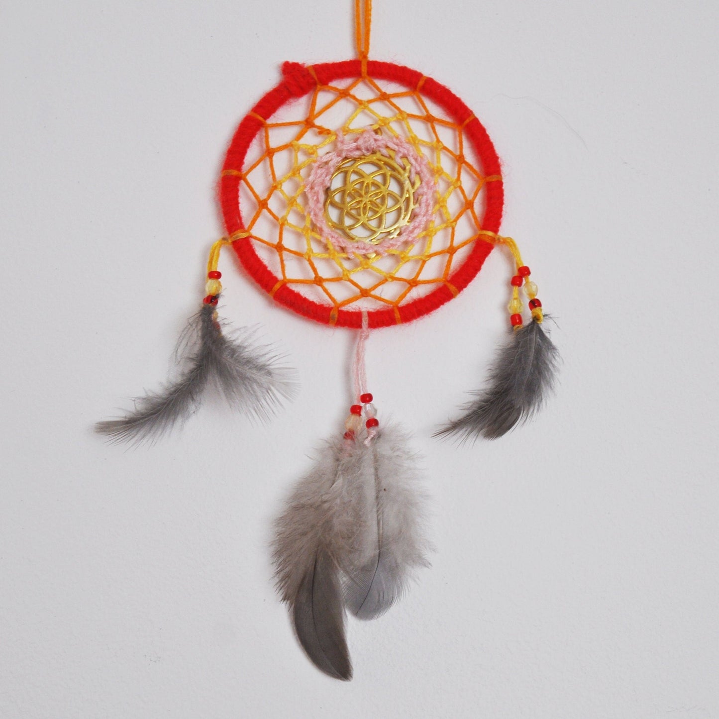 Mini Gold Seed of Life Dreamcatcher / Small Red Dreamcatcher