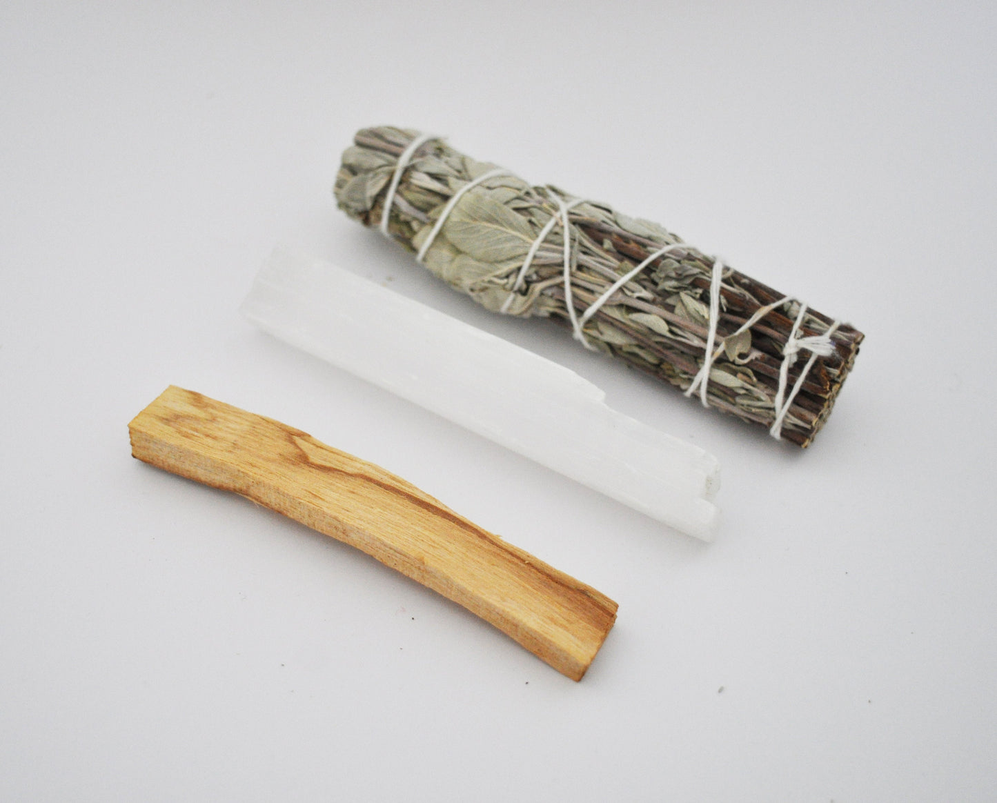 Energy Cleansing Kit / Sage Smudge Stick, Palo Santo, Selenite Wand