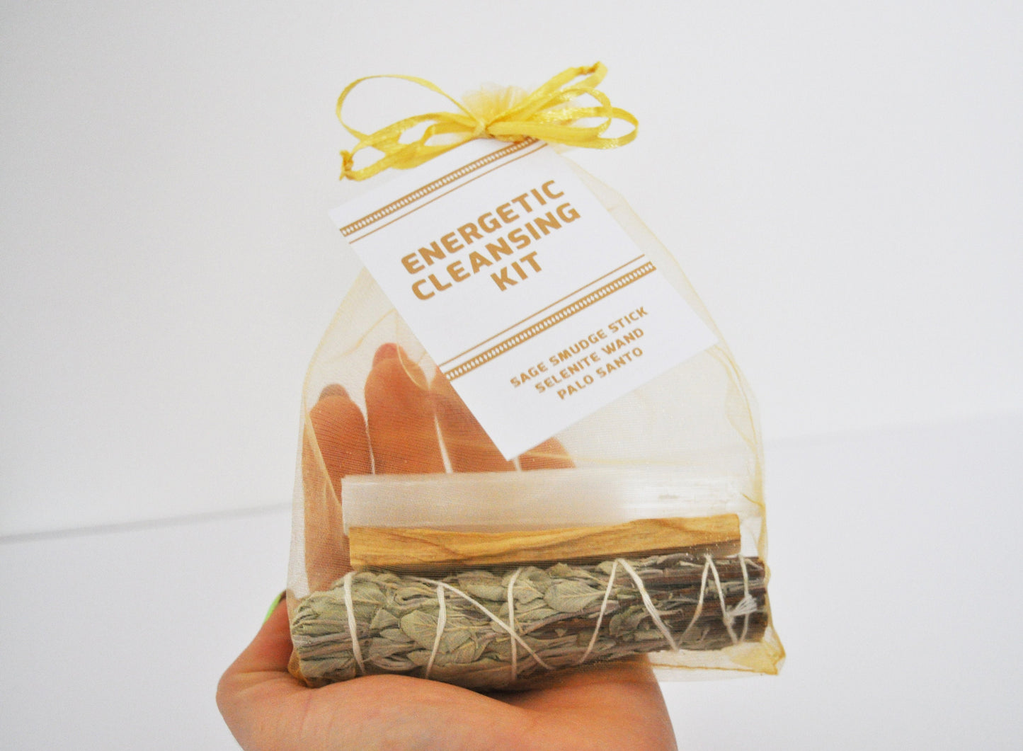 Energy Cleansing Kit / Sage Smudge Stick, Palo Santo, Selenite Wand