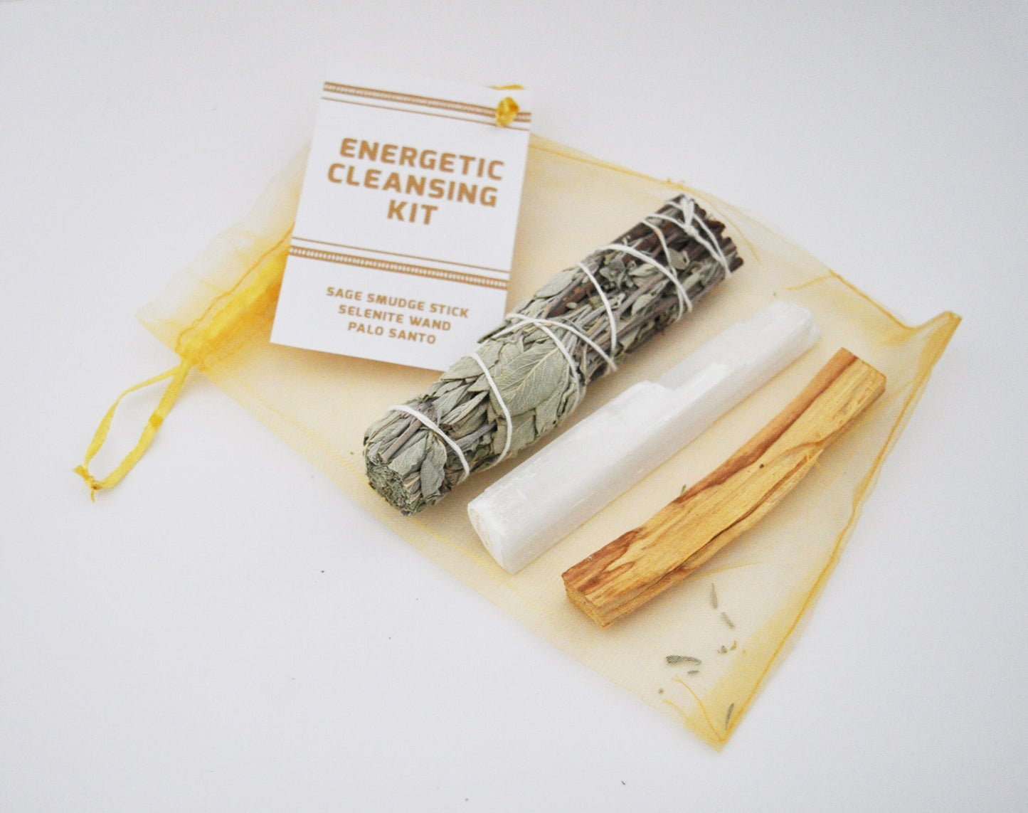 Energy Cleansing Kit / Sage Smudge Stick, Palo Santo, Selenite Wand
