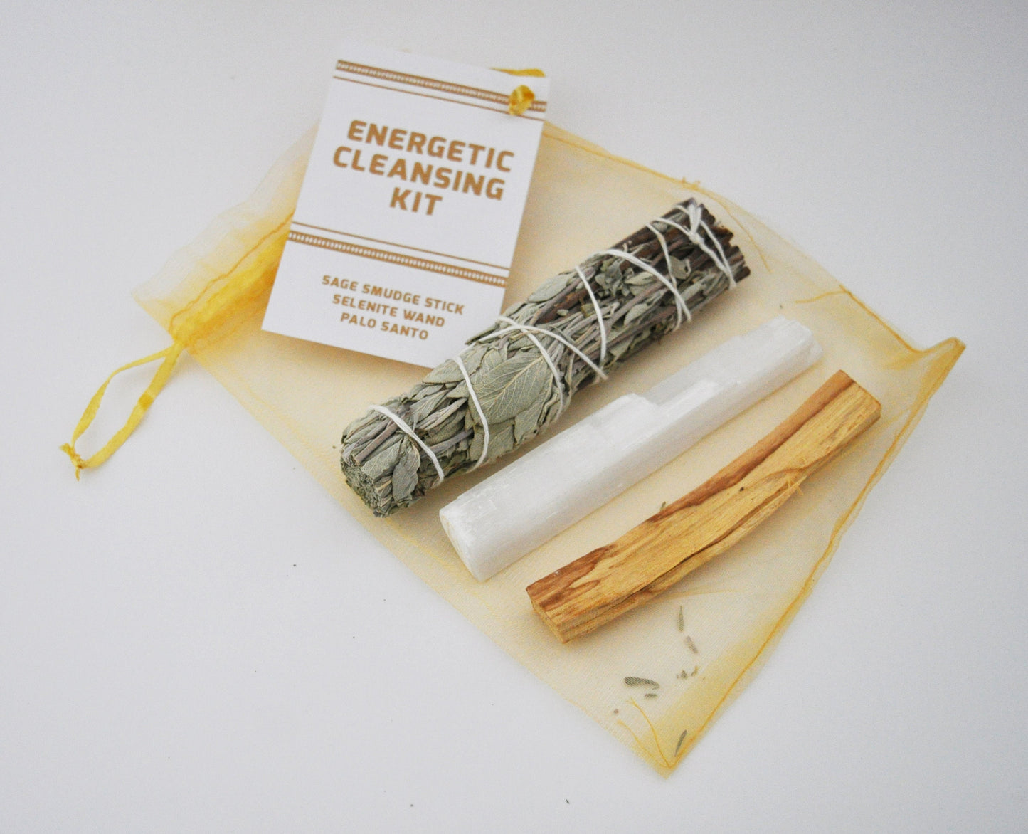 Energy Cleansing Kit / Sage Smudge Stick, Palo Santo, Selenite Wand