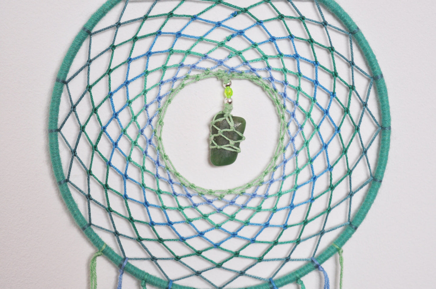 6" Turquoise Dreamcatcher with Emerald Crystal Centre