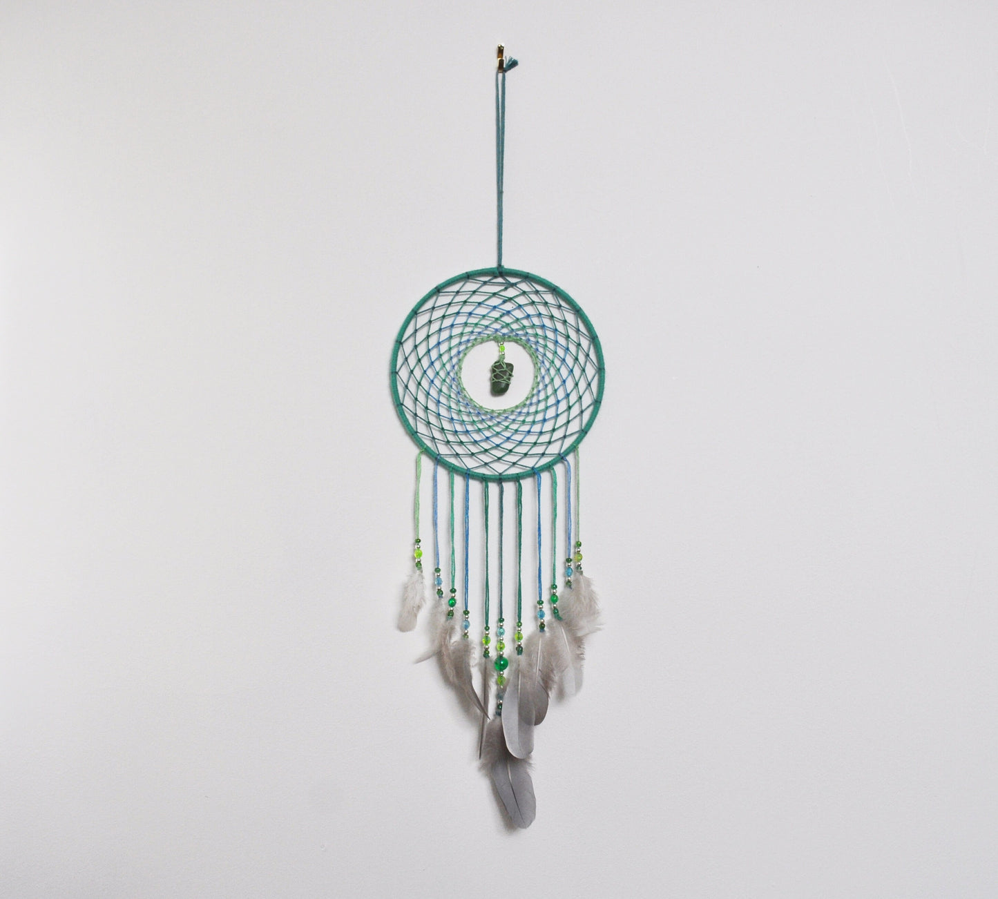 6" Turquoise Dreamcatcher with Emerald Crystal Centre