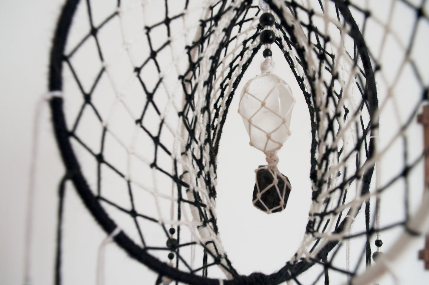 6" Clear Quartz & Black Tourmaline 3D Dreamcatcher Mobile for Balance & Protection π€π€