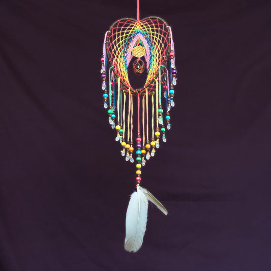 6" Smoky Quartz Earthy Rainbow 3D Dreamcatcher Mobile / Crystal Flower of Life Double Dream Catcher