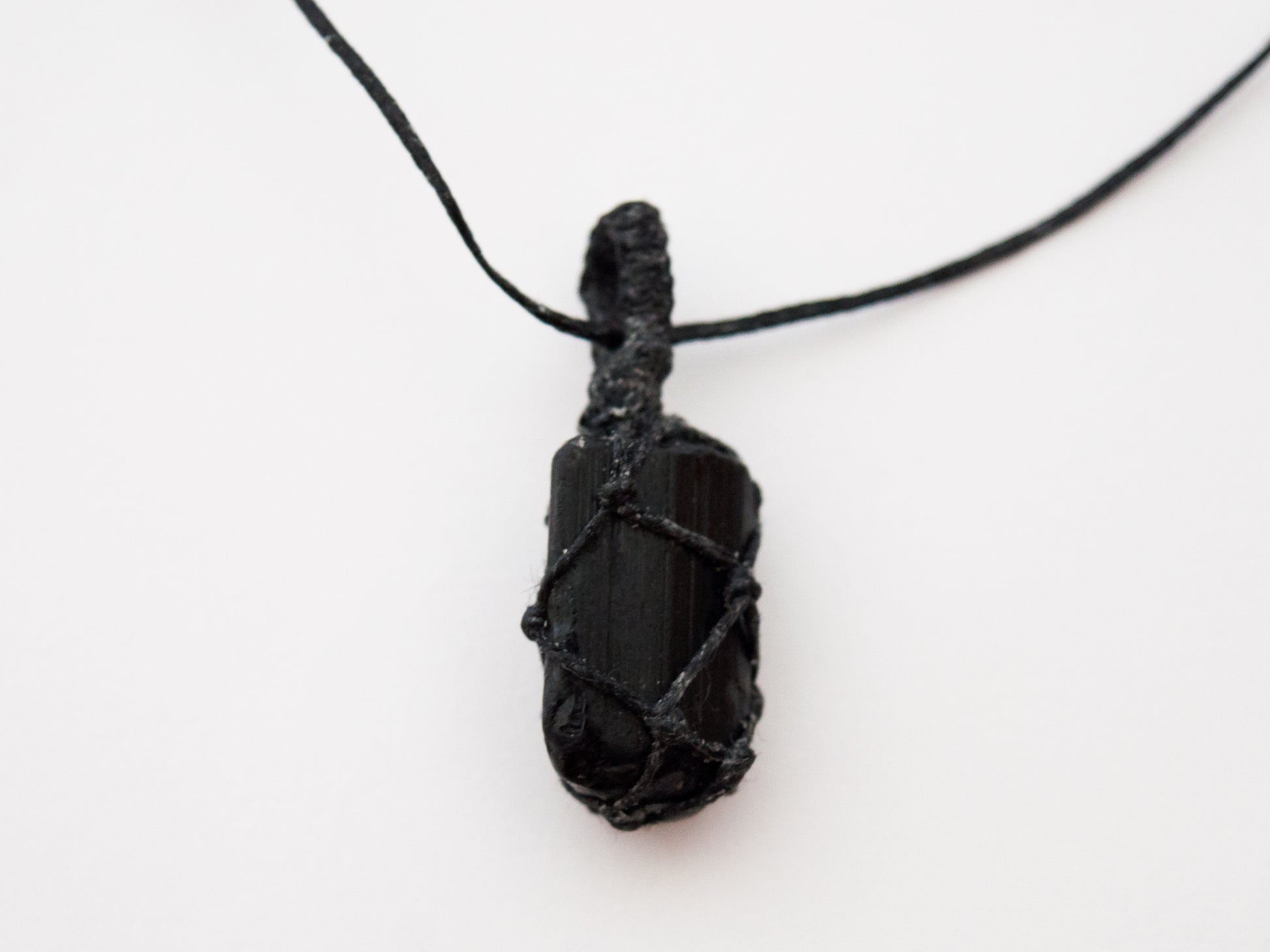 MeldedMind 15in Black Tourmaline Crystal with Adjustable Black Rope Necklace  151 - Melded Mind Metaphysical